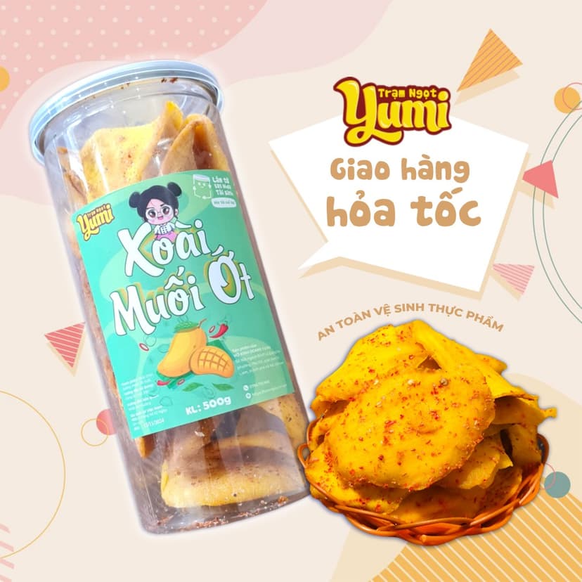 Ảnh Xoài sấy dẻo muối ớt Trạm ngọt Yumi đồ ăn vặt hoa quả trái cây khô chua ngọt cay thơm ngon vệ sinh 1