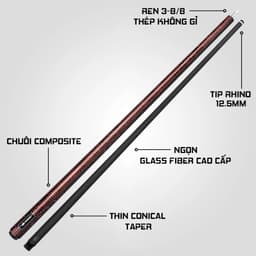 Thumbnail Gậy Bida Lỗ Rhino G-W Snake - Ngọn Glassfiber - Chính Hãng - Tặng kèm combo phụ kiện 3