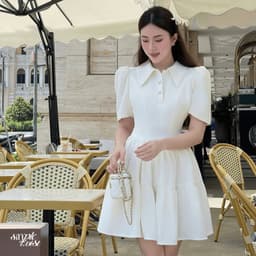 Thumbnail Đầm váy tiểu thư thanh lịch dáng xòe màu kem BLAIR DRESS dành cho nữ - Simple Twist 2