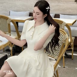 Thumbnail Đầm váy tiểu thư thanh lịch dáng xòe màu kem BLAIR DRESS dành cho nữ - Simple Twist 3