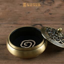 Thumbnail Lư đồng xông trầm, đỉnh đốt trầm hương bằng đồng nguyên khối - Kèm lót chống cháy, chân đế đôn 3