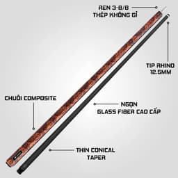 Thumbnail Gậy Bida Lỗ Rhino G-W Amboyna - Ngọn Glassfiber - Chính Hãng - Tặng kèm combo phụ kiện 3