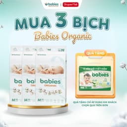 Thumbnail Tã/Bỉm Babies Organic Siêu Mềm Mịn, 2mm Mỏng Thoáng, Lô Hội Ngừa Hăm Bí,Thương Hiệu Bỉm Việt - Size NB/S/M/L/XL/2XL/3XL 1