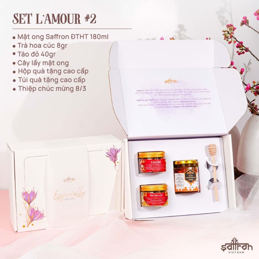Ảnh Set quà tặng 8/3 Mật ong saffron đông trùng hạ thảo Saffron Việt Nam 2