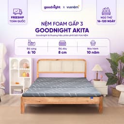 Thumbnail Nệm Gấp 3 Vua Nệm Goodnight Akita 8cm, Nệm Foam Êm Ái Nâng Đỡ Cơ Thể, Cuộn Hút Gọn Nhẹ 1