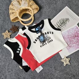 Thumbnail Áo Croptop Sát Nách CRSN01 Lé Màu Hình In Chữ Cho Bé Gái Cực Sành Điệu BabyBoo - Pibo Store 2