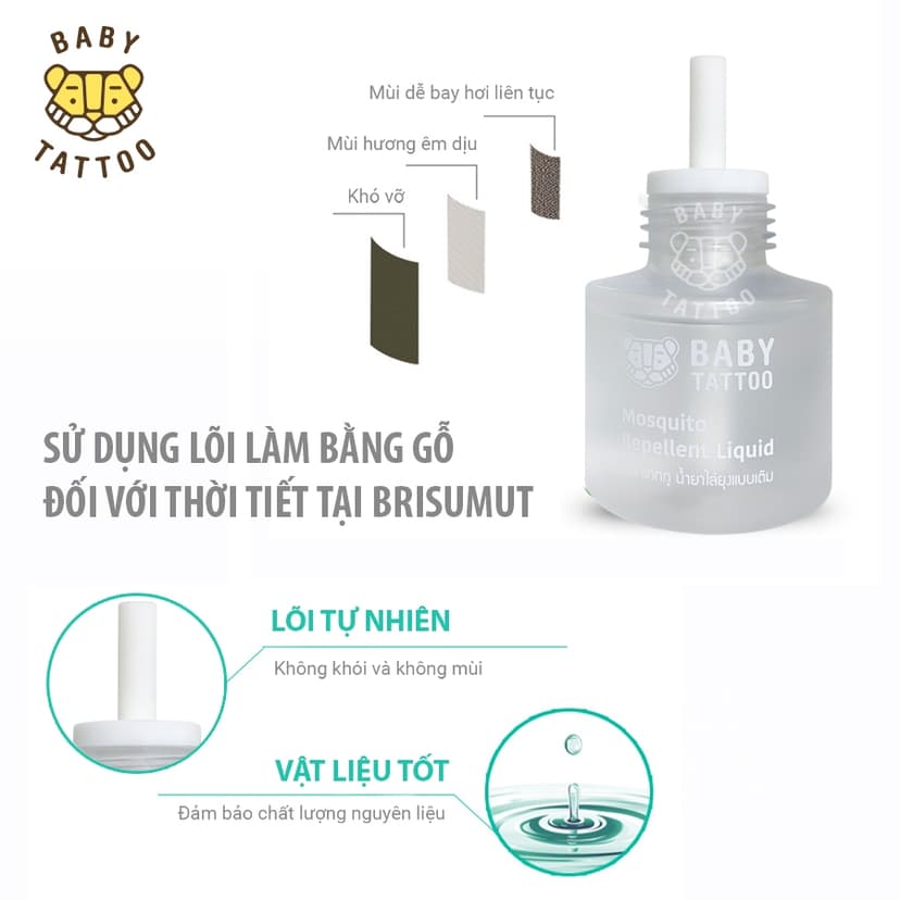 Ảnh BABY TATTOO Combo Máy Xông Và Tinh Dầu Đuổi Muỗi Không Mù Không khói 3