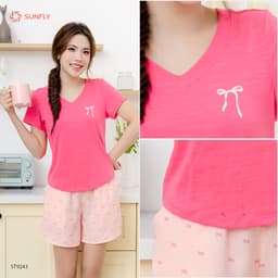 Thumbnail Đồ bộ mặc nhà nữ áo cotton SUNFLY cộc tay quần sooc kate ST9243 4