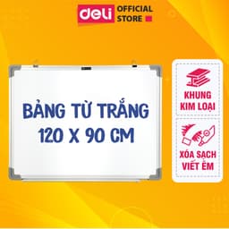 Thumbnail Bảng Từ Trắng DELI Kích Thước 120x90 cm Bảng Mica Từ Tính Nam Châm Bảng Fooc Trắng, Móc Treo Tường 1