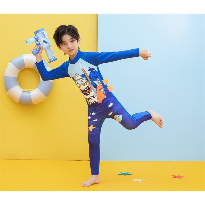 Ảnh Bộ bơi dài tay bé trai SKIDS Đồ bơi liên thân cho bé trai đi biển đáng yêu 2