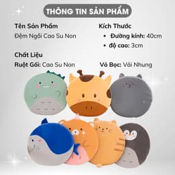 Thumbnail Đệm Ngồi Cao Su Non Êm Mềm Giảm Đau Mỏi Lưng Ê Mông Lót Ghế Trang Trí Văn phòng Ngồi Bệt Đệm Lưng  Hình tròn ĐK 40cm 2