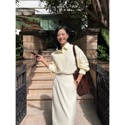 Thumbnail Chân váy midi cạp cao MONO TALK xẻ sau túi chéo 2 bên, chất liệu tuýt si MFOT25Y-B10005FT 4
