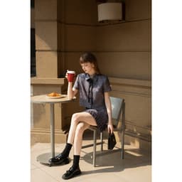 Thumbnail Set Áo croptop cổ đức cách điệu đính nơ in họa tiết 2T06.2502K, Chân váy họa tiết xếp ly 2 tầng 4S06.2502K, Set Monogram 2