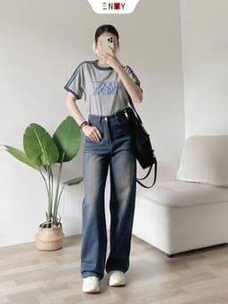 Thumbnail Áo Thun Nữ Cotton Form Vừa Chạy Viền Trẻ Trung ENVY AT269 1