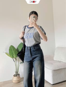 Thumbnail Áo Thun Nữ Cotton Form Vừa Chạy Viền Trẻ Trung ENVY AT269 3