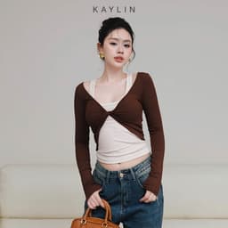 Thumbnail Set KAYLIN 2 áo kiểu xoắn eo phối áo ba lỗ chất vải thun co giản phong cách cá tính - N2432 1