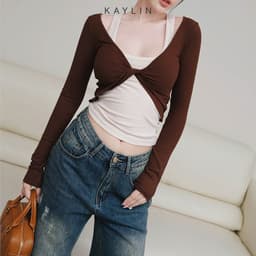 Thumbnail Set KAYLIN 2 áo kiểu xoắn eo phối áo ba lỗ chất vải thun co giản phong cách cá tính - N2432 3
