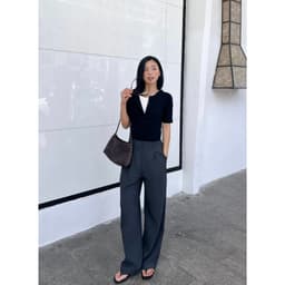 Thumbnail Áo thun cộc tay dáng ôm MONO TALK cổ tròn nẹp khuy, tay lửng MFOT25Y-T20008FT 3
