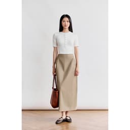 Thumbnail Áo thun cộc tay dáng ôm MONO TALK cổ tròn nẹp khuy, tay lửng MFOT25Y-T20008FT 2
