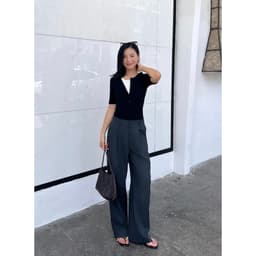 Thumbnail Áo thun cộc tay dáng ôm MONO TALK cổ tròn nẹp khuy, tay lửng MFOT25Y-T20008FT 4