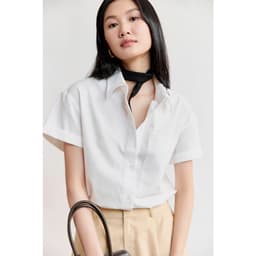 Thumbnail Áo sơ mi dáng relax MONO TALK cổ đức, tay ngắn thiết kế xắn tạo kiểu MFOT25Y-T10010FT 1