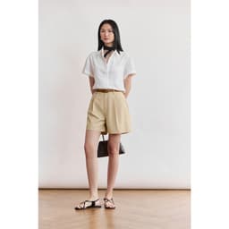 Thumbnail Áo sơ mi dáng relax MONO TALK cổ đức, tay ngắn thiết kế xắn tạo kiểu MFOT25Y-T10010FT 2