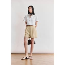 Thumbnail Quần shorts cạp cao MONO TALK dáng A, chất liệu tuýt si (kèm thắt lưng) MFOT25Y-B40001FT 1