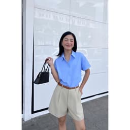 Thumbnail Quần shorts cạp cao MONO TALK dáng A, chất liệu tuýt si (kèm thắt lưng) MFOT25Y-B40001FT 2