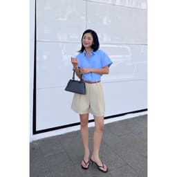 Thumbnail Quần shorts cạp cao MONO TALK dáng A, chất liệu tuýt si (kèm thắt lưng) MFOT25Y-B40001FT 3