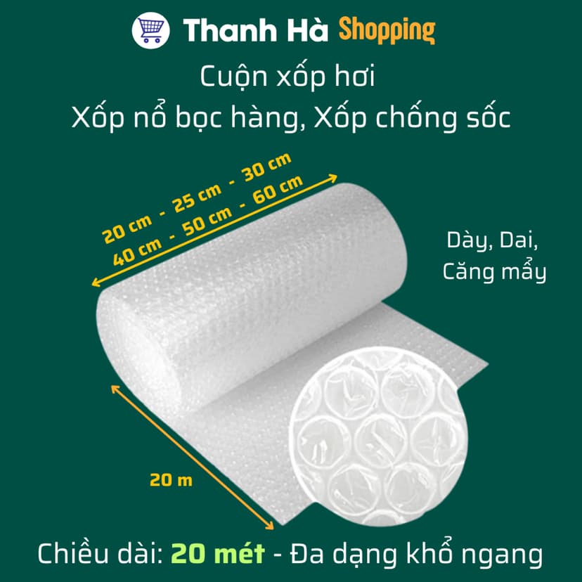 Ảnh Xốp chống sốc, xốp hơi bọc hàng, bóng khí, xốp chống xốc giá rẻ - Dài 20m 1