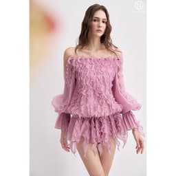 Thumbnail Đầm tơ sóng nổi 3D trễ eo MOLLYNISTA thiết kế quyến rũ thanh lịch nữ tính cao cấp 2
