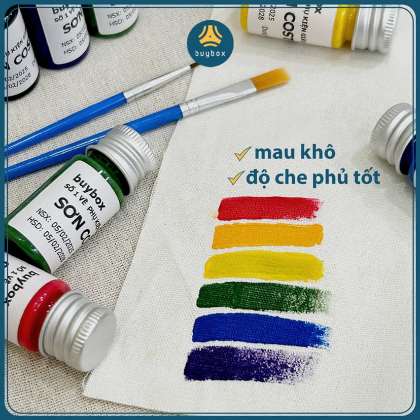 Ảnh TẶNG KÈM CỌ Sơn Custom chuyên dùng phục hồi, vẽ giày, nón, áo, vải canvas, độ bám cao, dung tích 10ML - BBPK372 4