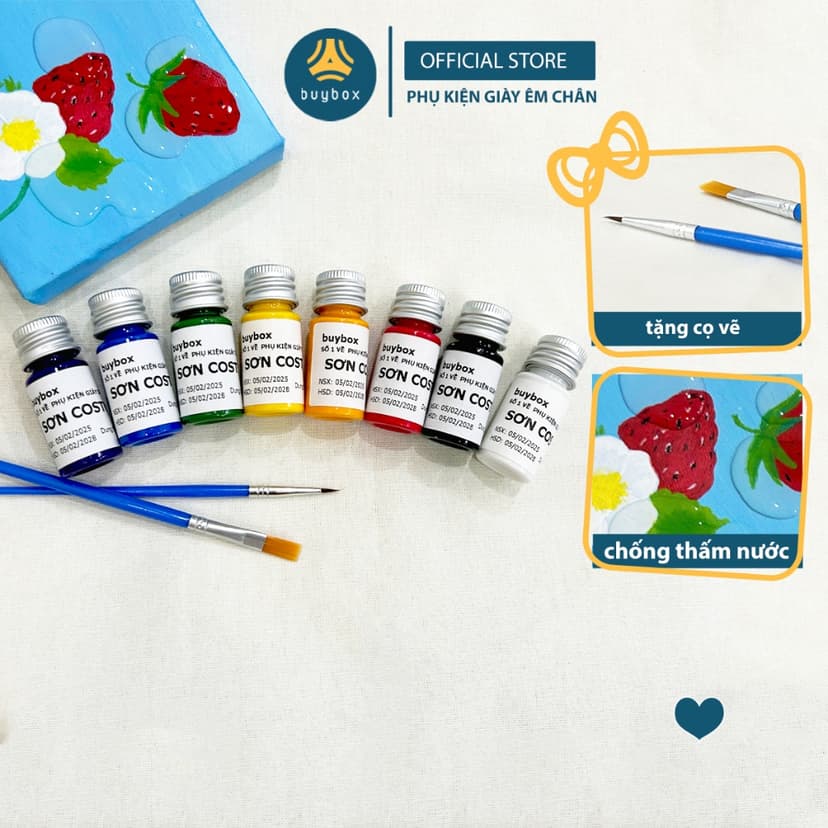 Ảnh TẶNG KÈM CỌ Sơn Custom chuyên dùng phục hồi, vẽ giày, nón, áo, vải canvas, độ bám cao, dung tích 10ML - BBPK372 1