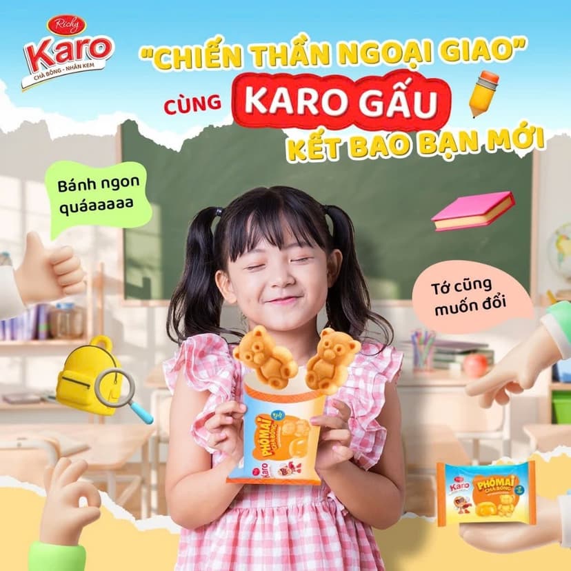 Ảnh Bánh Karo Chà Bông Hình Gấu Richy - Bánh Trứng Tươi Chà Bông Nhân Phô Mai Date 45 Ngày 3