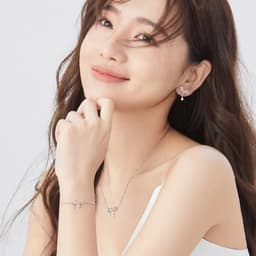 Thumbnail Lắc tay bạc nữ HELINO Nơ kép treo hạt đá trang sức phụ kiện lấp lánh V36 4