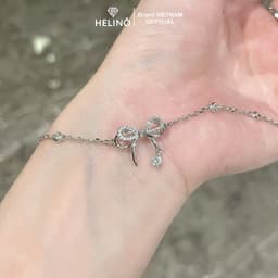 Thumbnail Lắc tay bạc nữ HELINO Nơ kép treo hạt đá trang sức phụ kiện lấp lánh V36 3