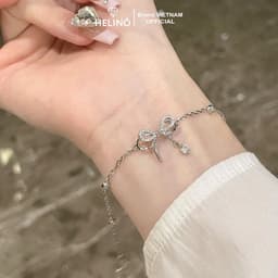 Thumbnail Lắc tay bạc nữ HELINO Nơ kép treo hạt đá trang sức phụ kiện lấp lánh V36 1