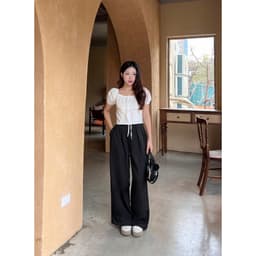 Thumbnail Quần vải dáng suông ống rộng nữ, chất xước Hàn cao cấp, đứng form basic, đi học, đi làm, đi chơi LWNQD001 3