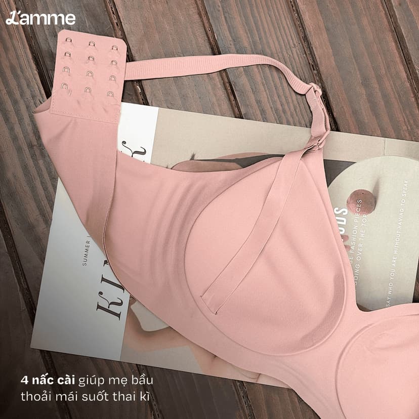 Ảnh Áo lót bầu nhẹ chống chảy xệ trước và sau sinh không gọng có dây treo hỗ trợ nâng ngực, mút thạch A25 L'amme 4