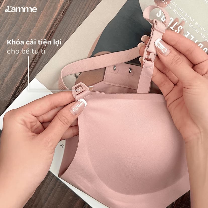 Ảnh Áo lót bầu nhẹ chống chảy xệ trước và sau sinh không gọng có dây treo hỗ trợ nâng ngực, mút thạch A25 L'amme 2