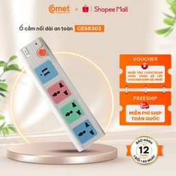 Thumbnail Ổ Cắm Điện Đa Năng COMET Dây 85cm/2m/3m/5m, Công Suất 2500w/1800w, Chống Cháy, Chịu Nhiệt Cao, Công Tắc On/Off 3