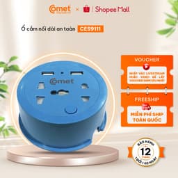 Thumbnail Ổ Cắm Điện Đa Năng COMET Dây 85cm/2m/3m/5m, Công Suất 2500w/1800w, Chống Cháy, Chịu Nhiệt Cao, Công Tắc On/Off 4