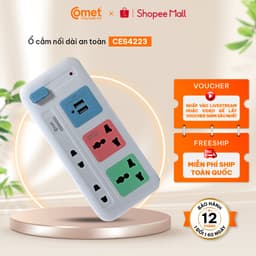 Thumbnail Ổ Cắm Điện Đa Năng COMET Dây 85cm/2m/3m/5m, Công Suất 2500w/1800w, Chống Cháy, Chịu Nhiệt Cao, Công Tắc On/Off 1