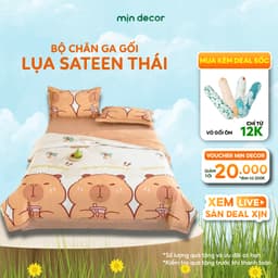 Thumbnail Bộ Chăn Ga Gối Cotton Sateen Mịn Decor Bo Chun 10cm, Drap Giường Lụa Thái Kèm Chăn Chần Mát Mịn 1