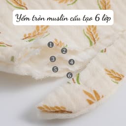 Thumbnail Yếm Cổ Tròn Muslin IQKAO Vải Xô 100% Cotton, Thấm Hút Tốt, Thoáng Mát, Có Nút Điều Chỉnh Tiện Lợi Cho Bé 3