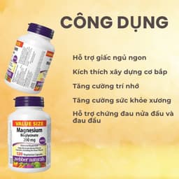 Thumbnail Viên uống Magie hỗ trợ sức khoẻ Magnesium Bisglycinate Webber Naturals 200mg 120 viên 4