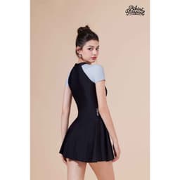 Thumbnail Đồ bơi nữ BIKINI PASSPORT dạng váy tay ngắn có khóa & logo - màu Đen - BS1008_BL 3