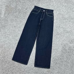 Thumbnail Quần Jean Bigsize Nữ Ống Suông Rộng Cạp Cao Chất Jean Viền Chỉ Trắng Không Co Giãn 50-95kg Q533 2