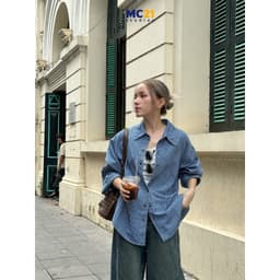 Thumbnail Áo sơ mi denim kẻ sọc dọc freesize MC21.studios a4309 1