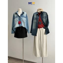 Thumbnail Áo sơ mi denim khoác ngoài form rộng màu loang MC21.studios a4308 1
